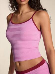 SHEIN BAE Romantic Vacation Fitted Waist Camisole Knit Top For Women - Pink - View 3