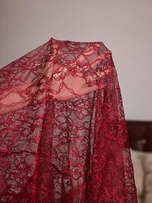 Slumberist 2pcs Sexy Lace Camisole & Robe Set, Elegant Sleepwear - Burgundy - View 7