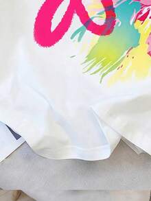 Maglietta oversize casual e colorata con stampa floreale Y2K da ragazza adolescente, adatta per l'estate - Multicolore - Visualizzare 5