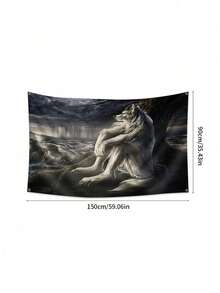 Stylish Sitting White Wolf Design Wall Tapestry, Indoor Aesthetic Decorative Cloth, Bedroom Home Art Decoration - multicolor - View 7