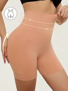 SHEIN Celana Dalam Pembentuk Tubuh Wanita Tanpa Jahitan, Pinggang Tinggi, Pengontrol Perut, Celana Pendek Dalam, Kemasan Tunggal - Khaki - View 5