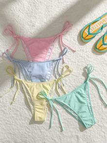 Swim Vcay 2026 New Spring/Summer Women 4pcs Solid Color Beach Vacation Elegant Casual Swimwear Set - Multicolor - View 5