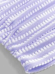 SHEIN Tween Girls' Casual Yellow White Striped Tank Top And Shorts Set,Comfortable&Minimalist Two Pieces Short Summer Clothes - Purple - View 9