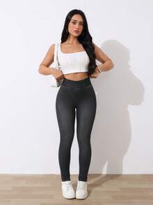 SHEIN Tall 女款 2 件組高腰彈性緊身牛仔褲，休閒夏季日常穿搭，針織牛仔彈性緊身褲套裝，適合高個子女性 - 中等水洗藍 - 查看 12