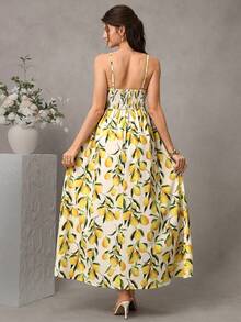 SHEIN Đầm maxi bầu không tay in họa tiết chanh, tươi mát và ngọt ngào, thiết kế xếp ly eo và xòe rộng, thoải mái, mang đến cảm giác nghỉ dưỡng, phù hợp cho bà bầu. - Nhiều màu - Xem 5