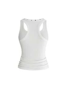 ROMWE Avant Women's Retro Baddie Unisex Streetwear Starry Sky & Rivet Print Tank Top - White - View 2