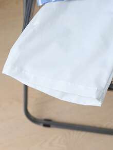 Boys 2Pcs Blue White Striped Collared Shirt Shorts Gentleman Suit Set Early Fall Back To School Formal Kids Clothing Outfit - Blue and White - View 7