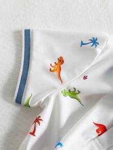 Souflis Conjunto de camiseta polo de estilo escolar informal para niño, verano - Azul - Ver 5