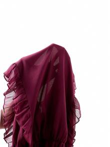 Ellevyn Tie-Up Ruffle Hem Elegant Vacation Dress - Purple - View 9