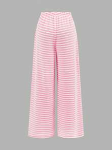 SHEIN Tween Girls' Casual Yellow White Striped Tank Top And Shorts Set,Comfortable&Minimalist Two Pieces Short Summer Clothes - Pink - View 7