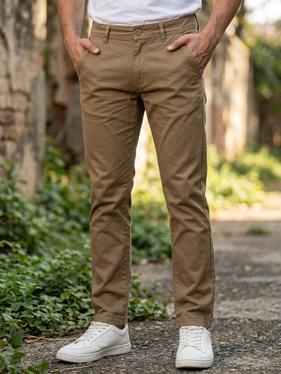 Pantalon de gabardina para hombre - Café integral - Ver 1