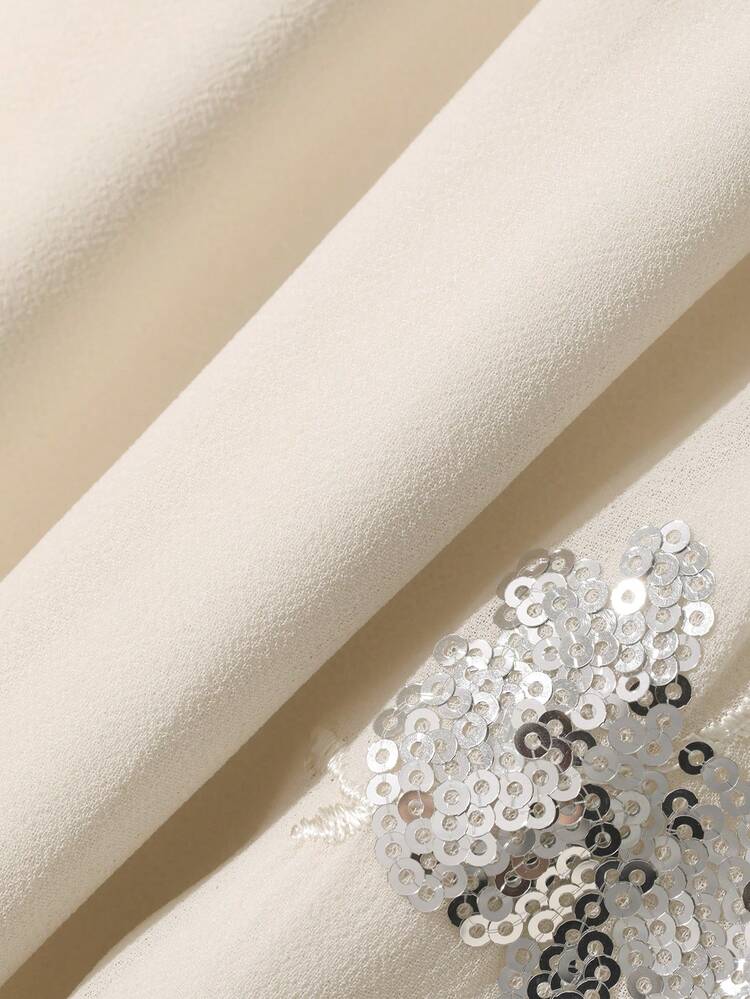 Women's Asymmetric Neckline Sequin Patchwork Elegant Dress