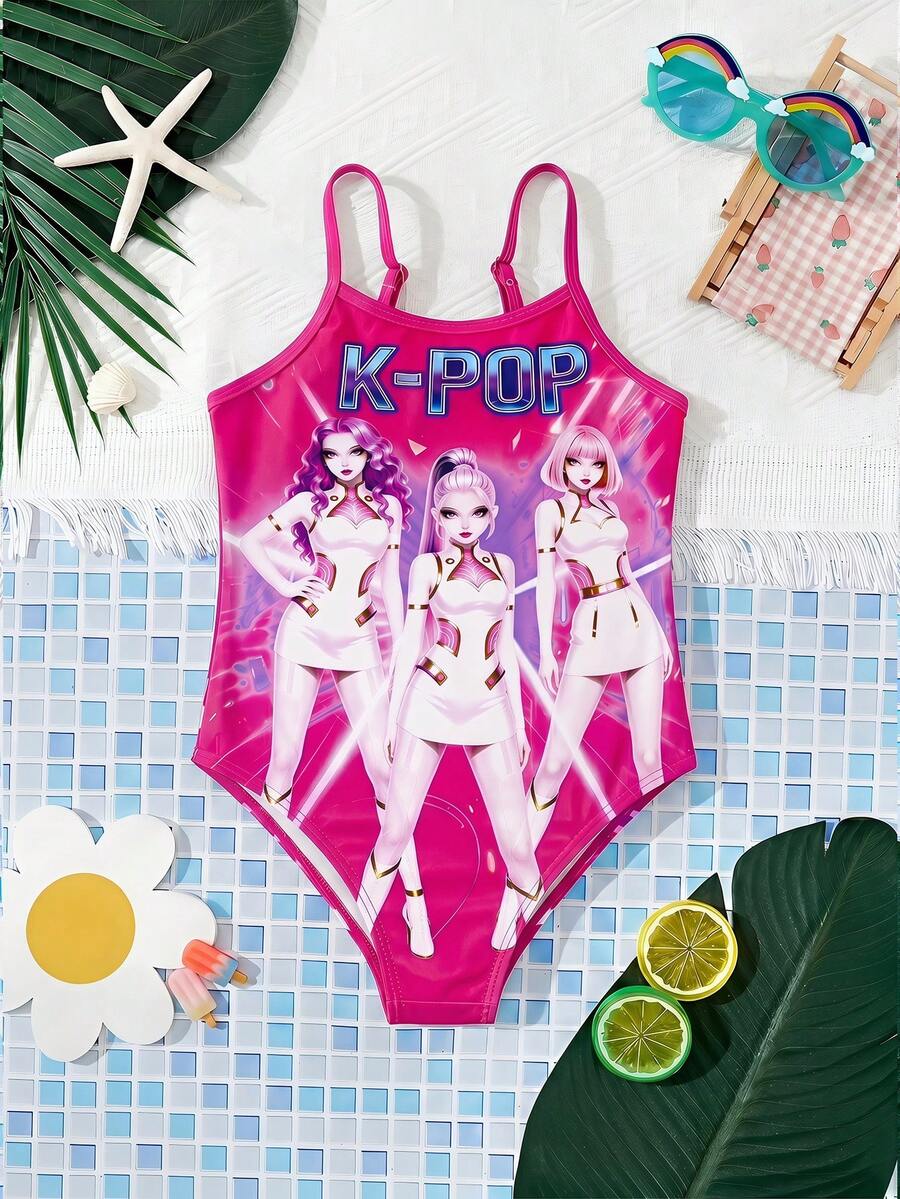 SHEIN Bộ đồ bơi liền thân tối giản, thoải mái dành cho bé gái, thích hợp cho mùa hè. - Nhiều màu - Xem 1