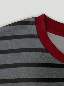 Resyla Women's Casual Commuting Colorblock Striped Print Short Sleeve T-Shirt, Summer - Multicolor - View 3