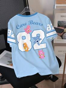SHEIN X Care Bears Tween Girls' Letter & Number Print Casual Versatile Daily Wear Short Sleeve T-Shirt - White - View 2