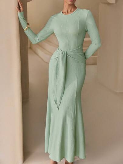Graceveil Textured Knit Fitted Dress For Women, Everyday Wear