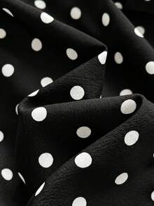 Vintamour Vintage Romantic Classic Elegant Women's Dress, Spring/Summer Fitted Halter Neck Tie Bow Black And White Polka Dot Polka Dot Cake Dress Tea Party - Black - View 9