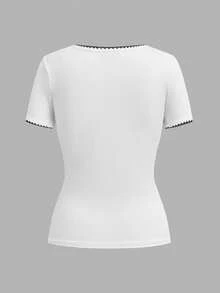 SHEIN EZwear 3件套女士休闲舒适撞色T恤，时尚 - 彩色 - 查看 8