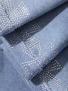 Dazy Plus Damen Loose Fit Jeans in verwaschenem Denim mit Schleife und Strass-Seitennaht-Dekor in Große Größen, geeignet für alle Jahreszeiten - Mittele Waschung - Übersicht 3