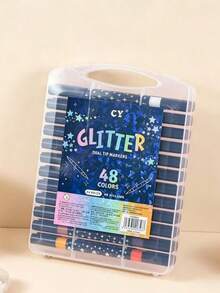 24 Pieces Of 48 Colors New Glitter Marker Pens, Glitter Gel Pens, Acrylic Paint Brushes, Highlighting, Assorted Styles And Colors - Multicolor - View 1