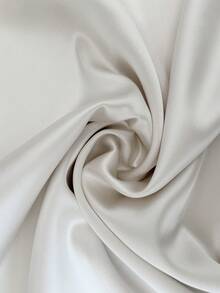 Selianne Women's Spring/Summer Elegant All White Satin Round Neck Faux Pearl Decor Side Ruched Maxi Dress, Suitable For Commuting And Party Occasions - Champagne - View 7