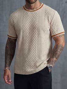 Manfinity Homme Men's Striped Crew Neck Short Sleeve Casual T-Shirt, Holiday - Apricot - View 3