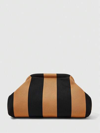 SHECARRY Ladies, Women Clutch, Knitted Striped Clutch, Travel Cosmetic Storage Bag, Fashionable, Elegant, Simple, Versatile, Classic, For Commute, Office, Date, Daily, Shopping, Afternoon Tea, Beach, Vacation, Holiday, Summer, Seaside, Beach Party