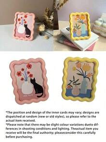 1PC Cream Color Photo Frame, 6 Inch, Available In Pink,  Yellow, Desktop/Wall Decor Display Rack, Suitable For Bedroom Shelves, Living Room Gallery Wall, Nursery Decor, Cute Frame, Boho Style Home Decor, Wall Art Gift, Mini Photo Display, Elegant Room Decoration, Bridesmaid Gift, Graduation Gift - multicolor - View 7