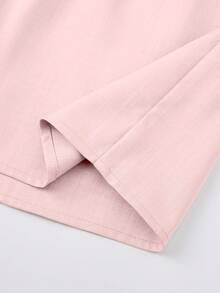 EMERY ROSE Women's Casual Commute Daily Outing Elastic Waist Round Slit Design Chinese Knot Button Decoration Shorts - Baby Pink - View 4