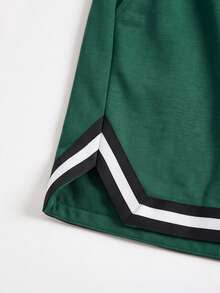 Manfinity Homme Men's White And Green Emerald Green Streetwear Short Sleeve T-Shirt And Drawstring Basketball Shorts Set,Summer Back-To-School Graduation Graphic - Multicolor - View 7