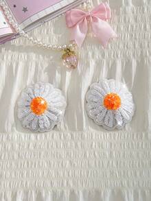 FairyFlirt White Rhinestone Decor Shiny Floral Pattern Romantic Cute Ladies Nipple Cover & Chafing Gel Pads - White - View 1