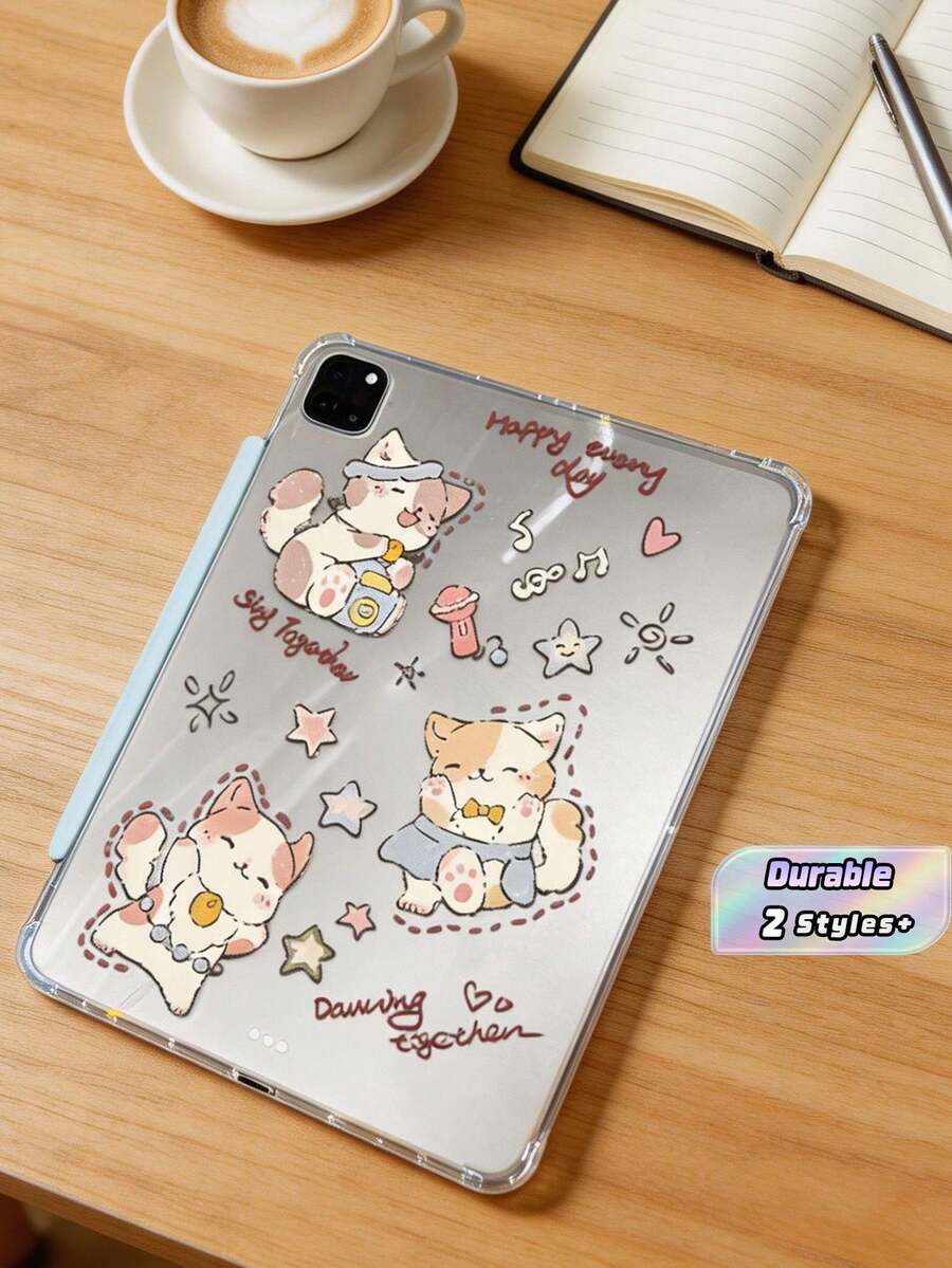 A Delicate And Cute Cartoon Cartoon Cat Double-Sided Painted Acrylic Transparent Crystal Back Cover, Shockproof And Durable, Suitable For IPad - Multicolor - View 1