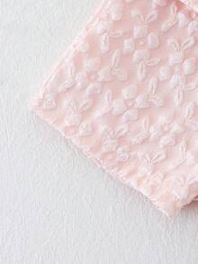 SHEIN Playful Pals 2件套女婴0-3岁春夏优雅甜美3D立体花卉提花领衬衫短裤两件套 - 粉色 - 查看 7