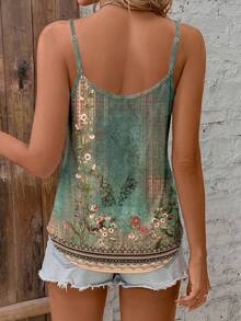 SHEIN Clasi Áo hai dây cổ chữ V dáng rộng, phong cách tối giản, thoải mái, kiểu bohemian, thanh lịch, retro, màu xanh lá cây bạc màu, phù hợp cho các lễ hội âm nhạc, trang phục đi biển, kỳ nghỉ hè. - Nhiều màu - Xem 2
