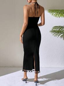 SHEIN 印花紧身连衣裙 - 黑色 - 查看 2