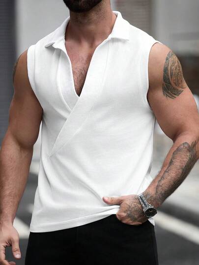 Manfinity Homme Top sin mangas de corte holgado y con estilo para hombres de talla grande, estilo urbano, vibra de lujo relajada, diseño bordado numérico, uso versátil diario, adecuado para la escuela, al aire libre, fiestas temáticas, mejor regalo para novio/esposo