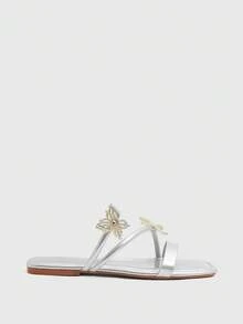 CUCCOO SZL Sandal đế bằng thời trang nữ - Bạc - Xem 2