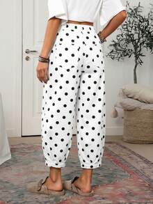 EMERY ROSE Celana Jeans Wanita Motif Polkadot dengan Ujung Bawah Dilipat - Hitam dan Putih - View 4