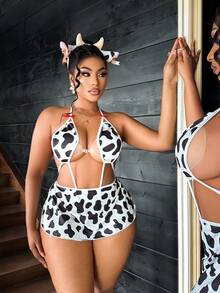 Fantasy Costume Fantasy Costume Bộ đồ hầu gái họa tiết da báo 2 món, thích hợp cho cosplay, biểu diễn, phòng ngủ, kỳ nghỉ hè, bộ đồ lót gợi cảm cỡ lớn dành cho người trưởng thành. - Nhiều màu - Xem 1