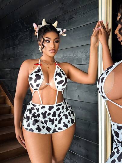 Fantasy Costume Fantasy Costume Bộ đồ hầu gái họa tiết da báo 2 món, thích hợp cho cosplay, biểu diễn, phòng ngủ, kỳ nghỉ hè, bộ đồ lót gợi cảm cỡ lớn dành cho người trưởng thành.