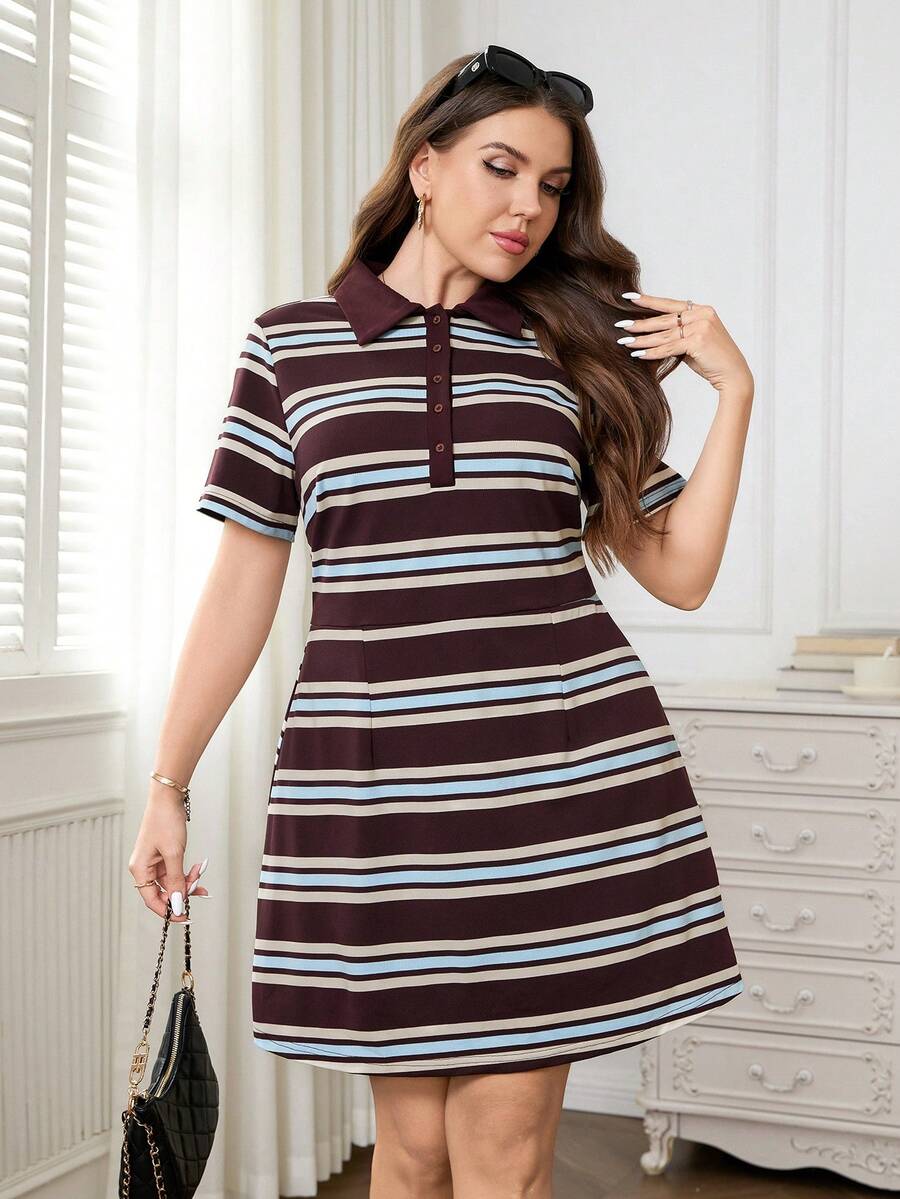 Chikora Vestido casual de manga corta talla grande, elegante y adecuado para vestidos casuales de verano para mujer, vestidos de mujer mini para primavera, vestidos casuales para mujer, nuevos lanzamientos, vestido de mujer, conjunto de verano para mujer, vestidos para mujer de talla pequeña, vestimenta casual de negocios para mujer