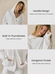 GLOWMODE Sudadera de manga larga con media cremallera, tacto de seda modal, talla grande, primavera verano - Blanco - Ver 5