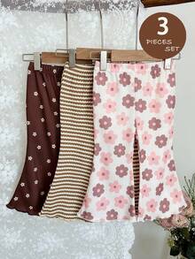 SHEIN Quần ống loe cạp chun cho bé gái - Nhiều màu - Xem 7