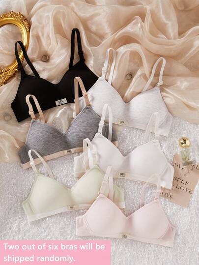 Teen Girl Patchwork Adjustable Strap Casual Everyday Bra