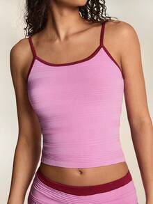 SHEIN BAE Romantic Vacation Fitted Waist Camisole Knit Top For Women - Pink - View 6