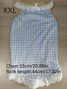 One Fairy-Like Pet Vest Dress With A Bow And Lace Trim. - Blue - View 11