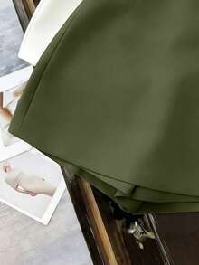 EMERY ROSE Thời trang nữ cỡ lớn, phong cách thường ngày, đa năng, chất liệu mềm mại, có họa tiết, quần short/váy/quần lửng/quần bó sát cạp cao xẻ tà, thích hợp cho mùa xuân và mùa thu. - xanh quân đội - Xem 4