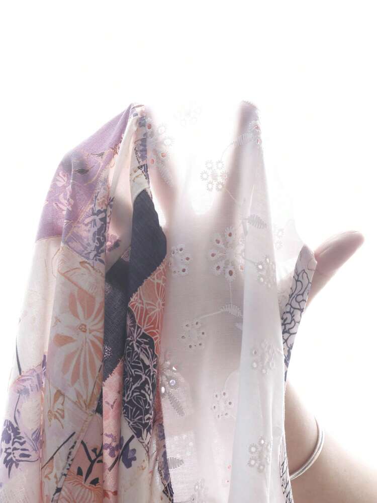 Plus Size Women Vacation Patchwork Pattern V-Neck Casual Shirt
