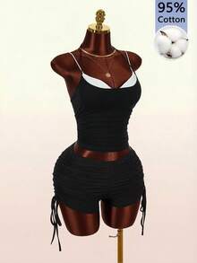Amplova Women's 2 In 1 Contrast Color Black And White All-Match Versatile Top, Sexy And Avant-Garde, Suitable For Vacation, Cute Mini Top For Summer, Music Festival Outfit - Multicolor - View 9