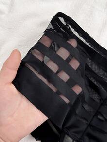 Napfluff Quần lót lưới phối họa tiết gợi cảm thời trang dành cho nữ - màu đen - Xem 3